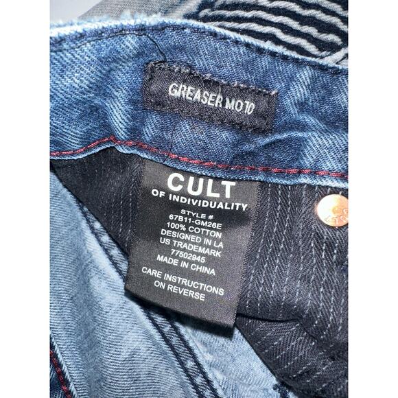 Cult of Individuality Mens Greaser Moto Blue Jeans  32X34 Japanese Selvedge - Picture 6 of 8